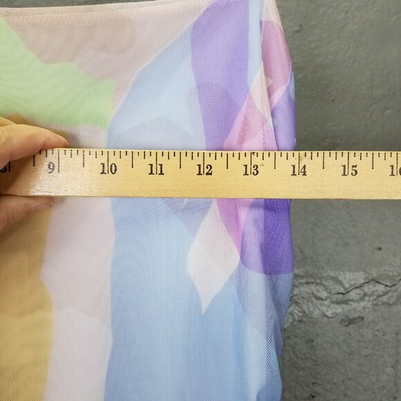 Nasty Gal Bodycon Dress 2 XS Mini Mesh Abstract Pastel Print Strappy Stretch NEW - Picture 14 of 16